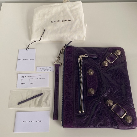 SOLD- Balenciaga Vintage Giant Motocross Flat Violet Purple Clutch Bag Wristlet - Picture 15 of 17